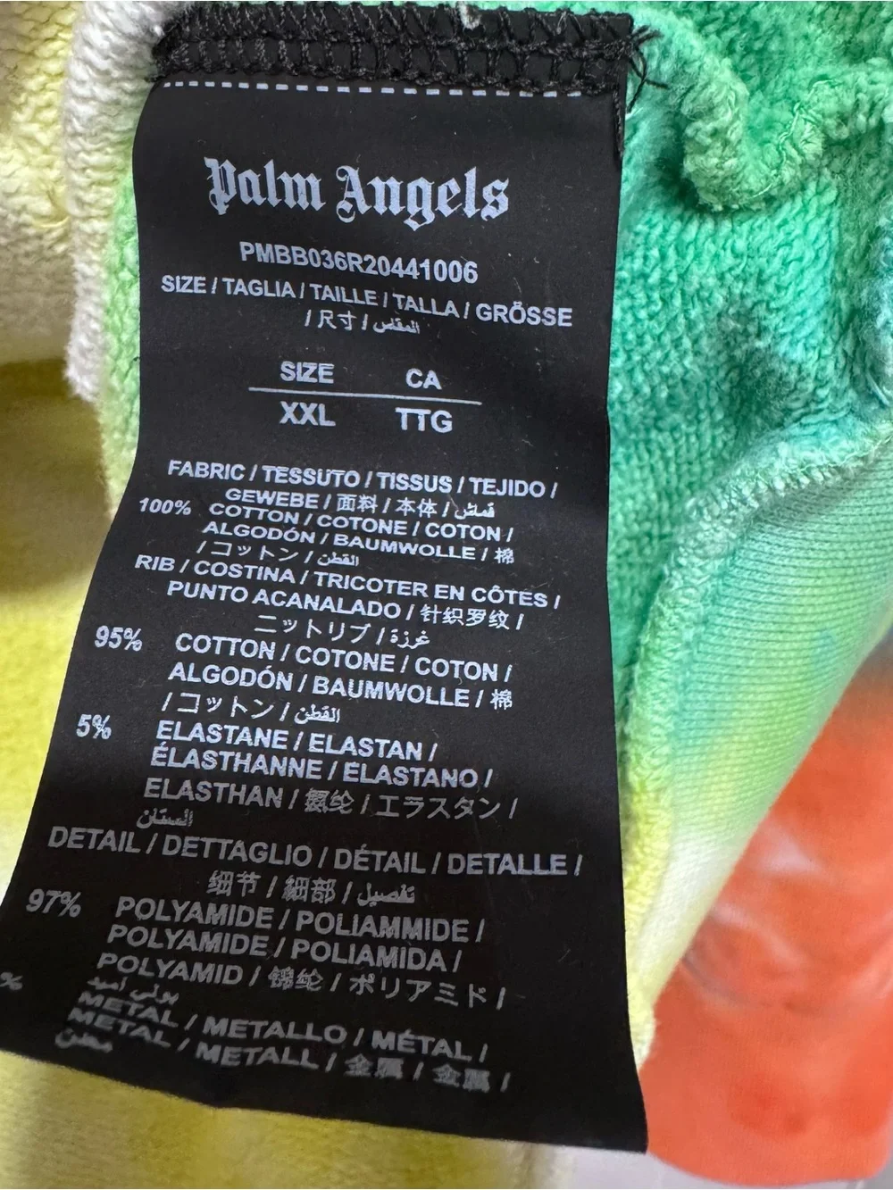 Palm Angels Multicolor Tie Dye Logo Hoodie Men’s XXL 2XL